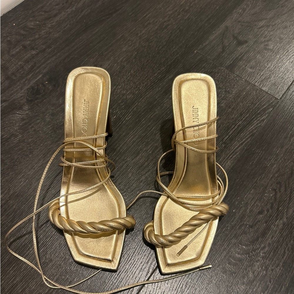 Jimmy Choo Size 7.5 Women’s Gold Wrap Heels